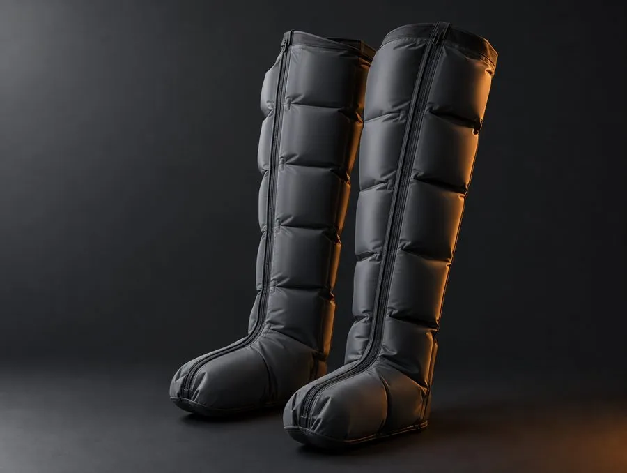 A pair of inflatable compression recovery boots